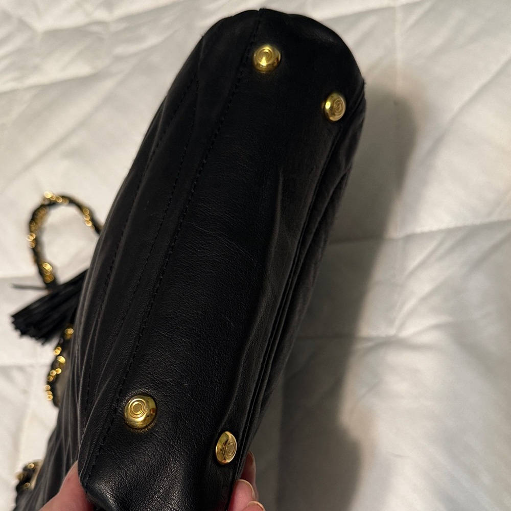 Giorgio Beverly Hill Black Quilted Bag With Gold Accents. - Picture 2 of 5